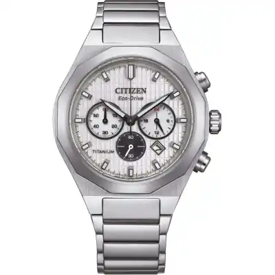 Citizen Zenshin Chronograph Super Titanium White Dial Eco-Drive CA4690-51A 100M Men's Watch