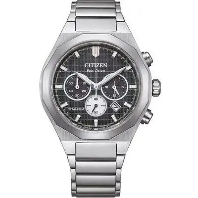 Citizen Zenshin Senkei Chronograph Super Titanium Black Dial Eco-Drive CA4690-51E 100M Men's Watch