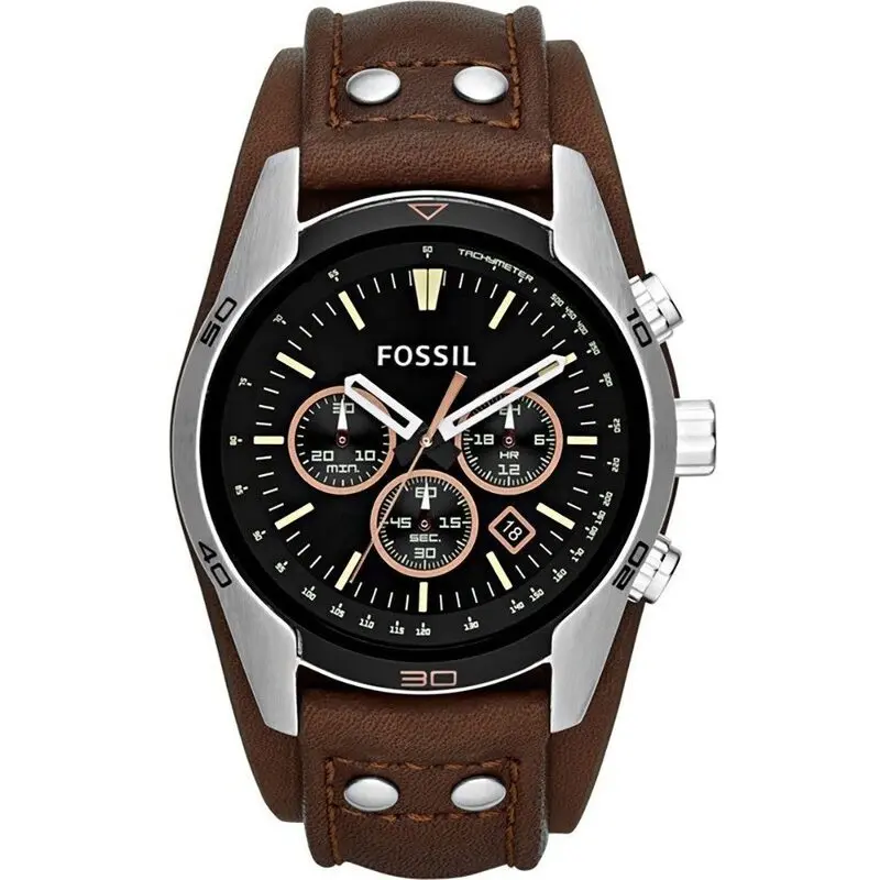Fossil Coachman Chronograph Black Dial Brown Leather CH2891 Men's Watch