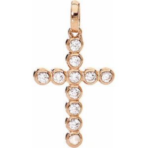 Amen Croce Piccola Argento Ip Oro Rosa E Zirconi (CLBORB) Unisex JEWELRY