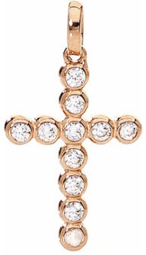 Amen Croce Piccola Argento Ip Oro Rosa E Zirconi (CLBORB)  JEWELRY