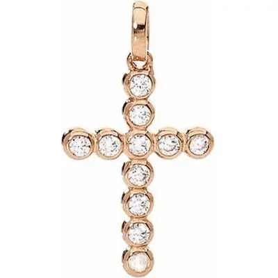 Amen Croce Piccola Argento Ip Oro Rosa E Zirconi (CLBORB) Unisex JEWELRY