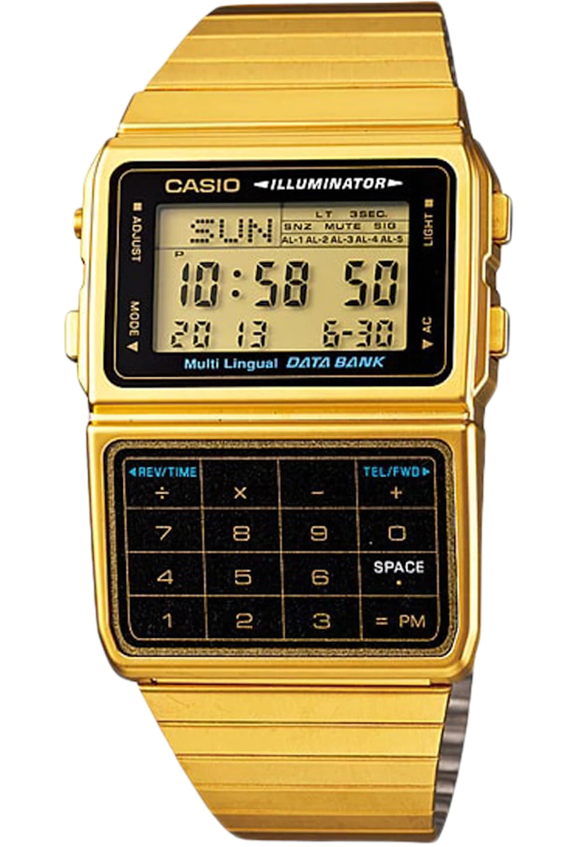 Casio Vintage Databank Calculator. Gold - Black (DBC-611G-1DF) Unisex Watch