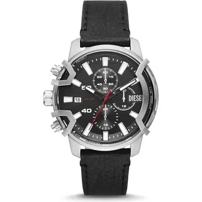 Diesel Griffed Chronograph Black Leather Men's Watch (DZ4603)