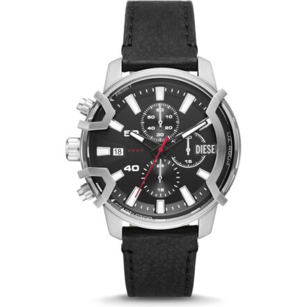 Diesel Griffed Chronograph Black Leather Men's Watch (DZ4603)