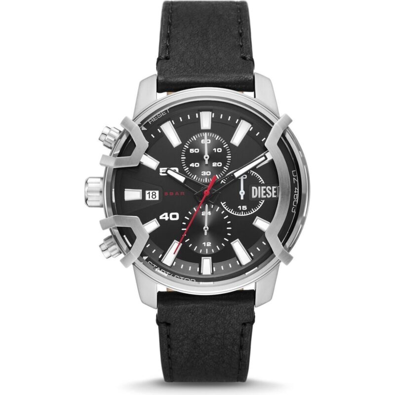 DZ4603_main Diesel Griffed Chronograph Black Leather Men's Watch (DZ4603)