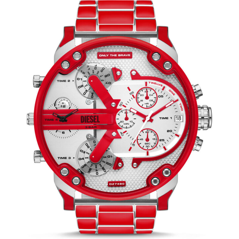 Diesel Mega Chief Men's Watch (DZ7480) - Mega Chief Red - Stainless Steel Case, Stainless Steel Bracelet, 57mm