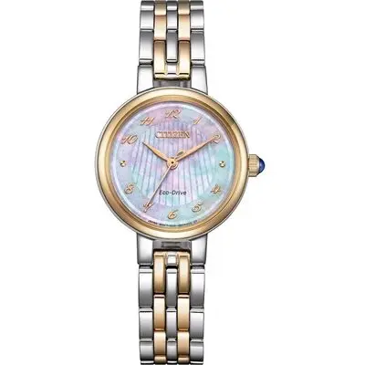 Citizen L Classic Two Tone Stainless Steel Mother Of Pearl Dial Eco-Drive EM0996-84Y Women's Watch