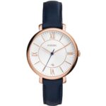 Fossil Jacqueline Silver Dial Navy Blue Leather ES3843 Women's Watch