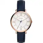 Fossil Jacqueline Silver Dial Navy Blue Leather ES3843 Women's Watch