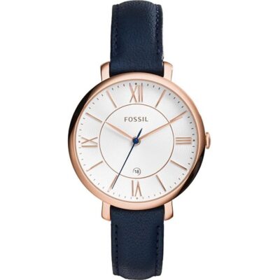 Fossil Jacqueline Silver Dial Navy Blue Leather ES3843 Women's Watch