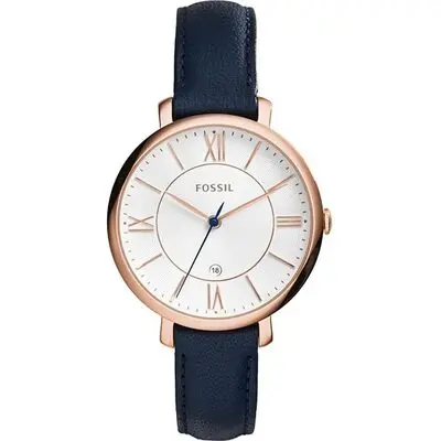 Fossil Jacqueline Silver Dial Navy Blue Leather ES3843 Women's Watch