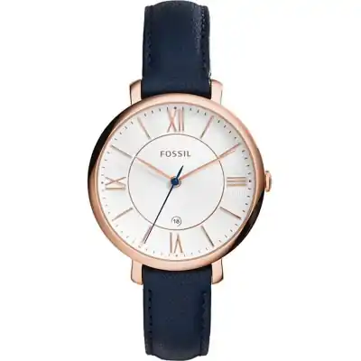 Fossil Jacqueline Silver Dial Navy Blue Leather ES3843 Women's Watch