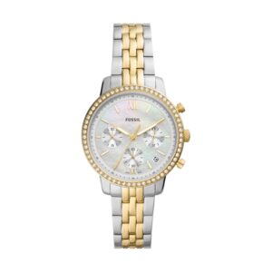 Fossil Neutra chronograph two tone stainless steel white mother of pearl dial quartz es5216 Women's watch