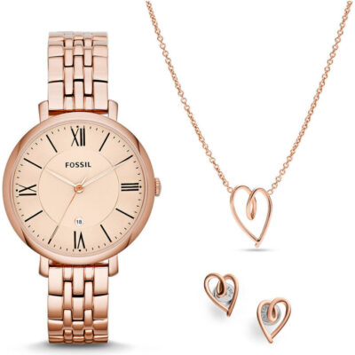 Fossil Jacqueline rose gold watch & bracelet set (es5252set) -Women's Watch set