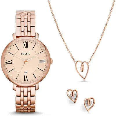 Fossil Jacqueline rose gold watch & bracelet set (es5252set) -Women's Watch set