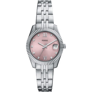 Fossil Scarlette Stainless Steel Pink Sunray Dial Quartz ES5403 Women's Watch