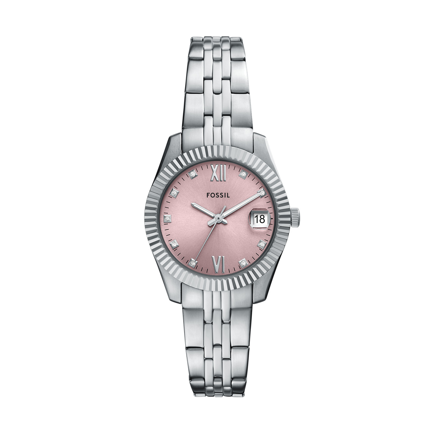 Fossil Scarlette Stainless Steel Pink Sunray Dial Quartz ES5403 Women's Watch