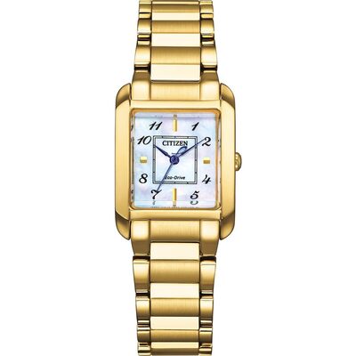 Citizen L Gold Tone Stainless Steel Mother Of Pearl Dial Eco-Drive EW5602-81D Women's Watch