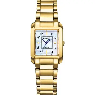 Citizen L Gold Tone Stainless Steel Mother Of Pearl Dial Eco-Drive EW5602-81D Women's Watch