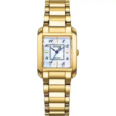 Citizen L Gold Tone Stainless Steel Mother Of Pearl Dial Eco-Drive EW5602-81D Women's Watch