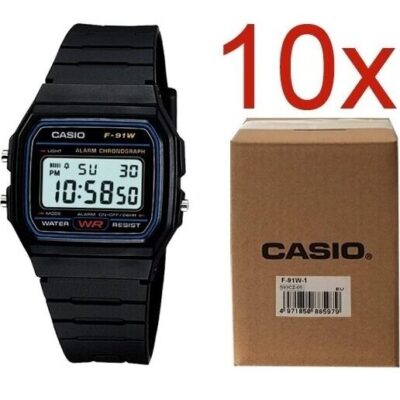 Casio Vintage F-91w-1yeg **pack 10 Pcs** (F-91W-1YEG-10) Unisex WATCHES