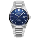 Frederique Constant Highlife Men’s Automatic COSC Watch | 41mm Stainless Steel Case, Navy Blue Globe Dial, Integrated Steel Bracelet & Extra Rubber Strap (FC-303N4NH6B)