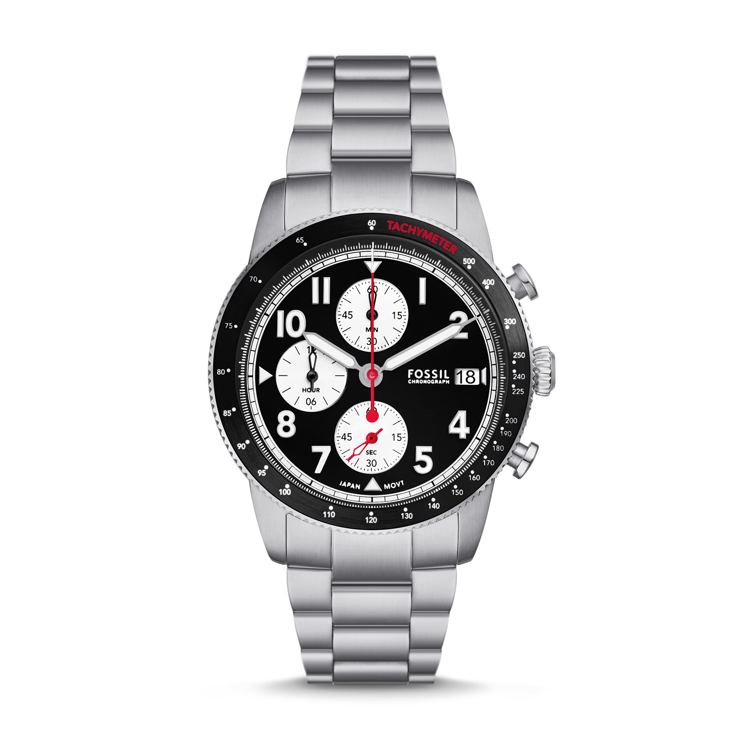 Fossil Sport Tourer Chronograph Stainless Steel Black Dial Quartz FS6045 Men's Watch