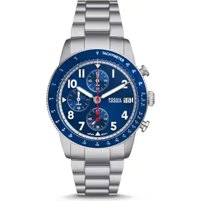 Fossil Sport Tourer Chronograph Stainless Steel Blue Dial Quartz FS6047 Men's Watch