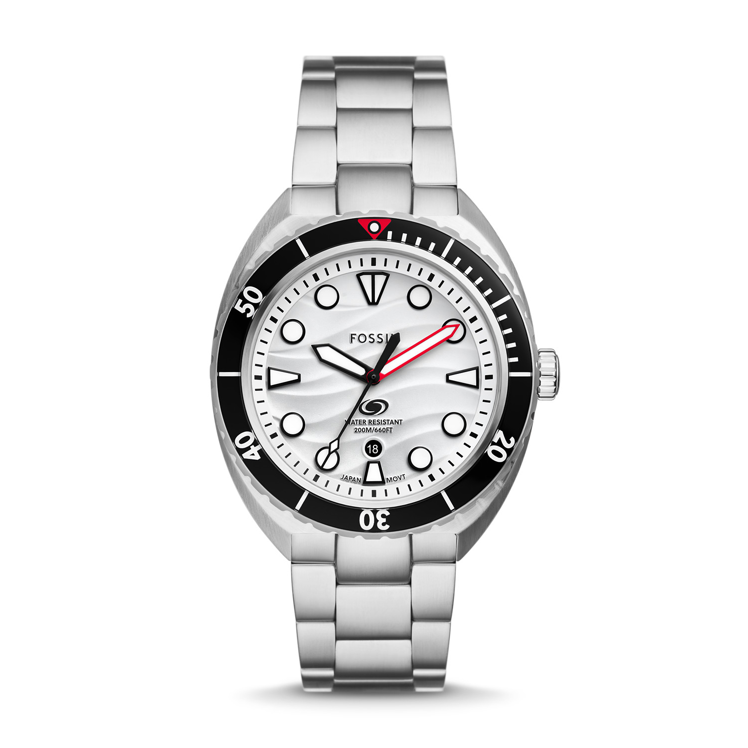 Fossil Breaker Stainless Steel White Dial Quartz Diver's FS6063 200M Men's Watch