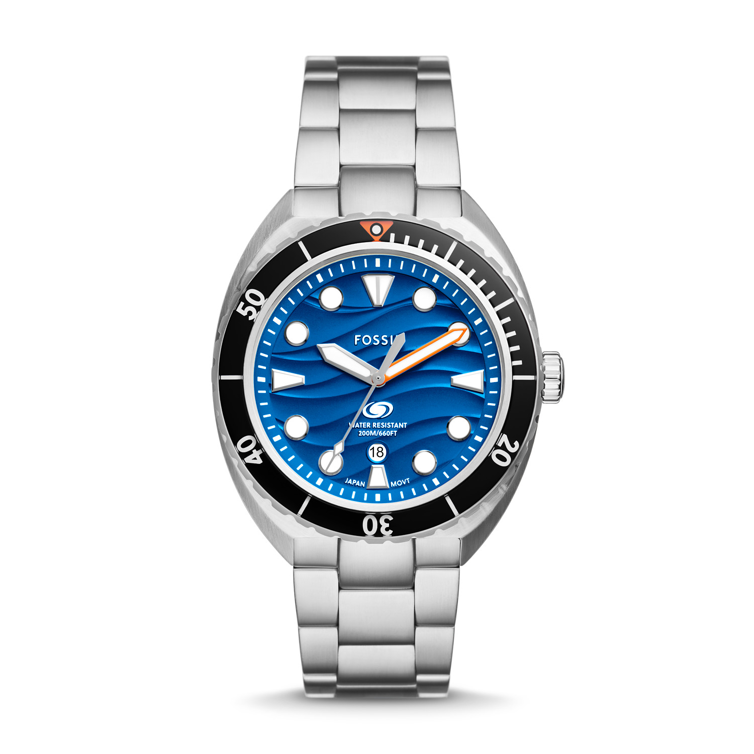 Fossil Breaker Stainless Steel Blue Dial Quartz Diver's FS6064 200M Men's Watch
