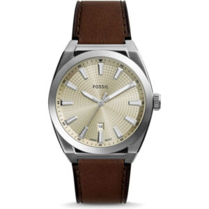 Fossil Everett Leather Strap Cream Dial Quartz FS6071 Men's Watch