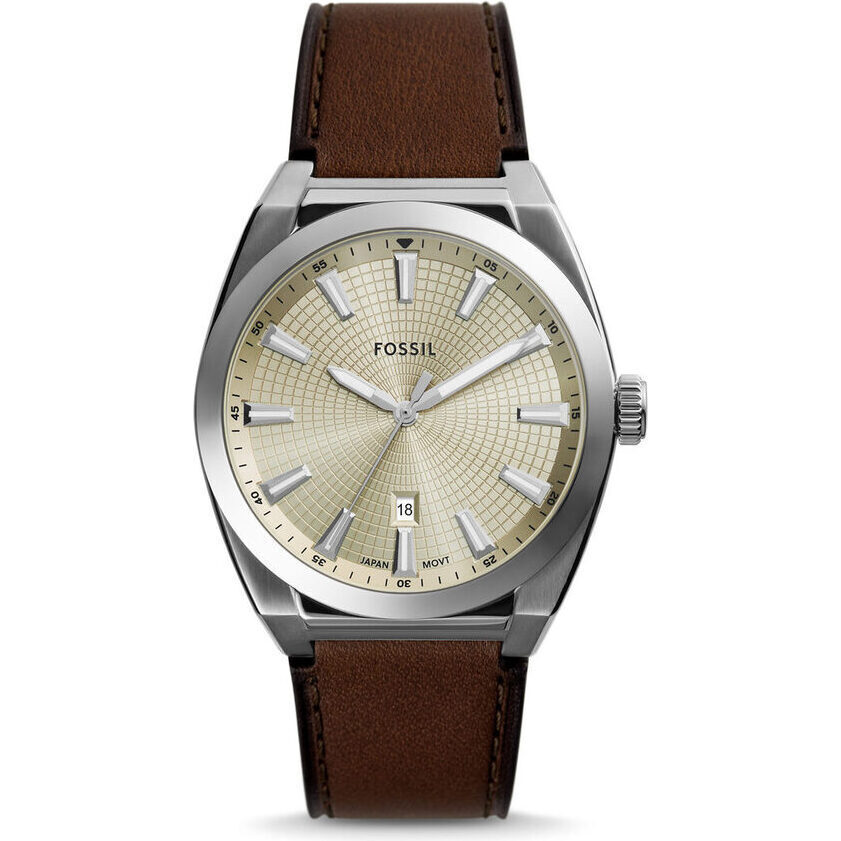 Fossil Everett Leather Strap Cream Dial Quartz FS6071 Men's Watch