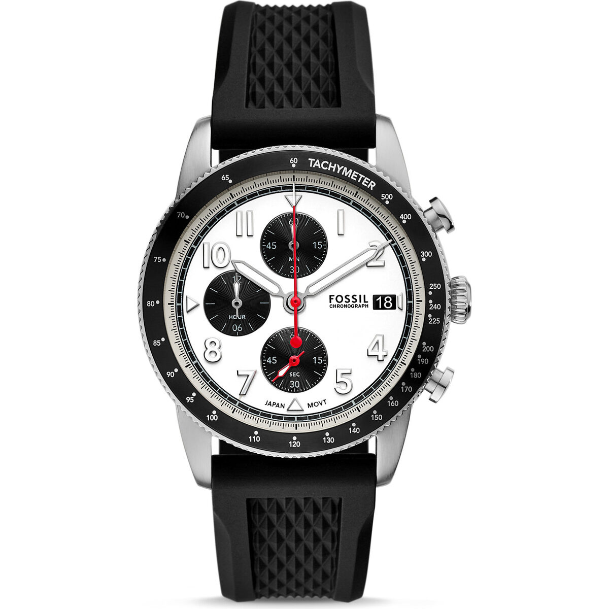 Fossil Sport Tourer Chronograph Leather Strap White Dial Quartz FS6087 Men's Watch