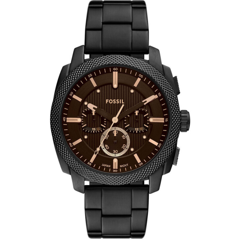 FS6097 main?$aemResponsive pdpzoom$ Fossil Machine 44mm Men’s Chronograph Watch – Black IP Stainless Steel with Amber Tinted Crystal (FS6097)
