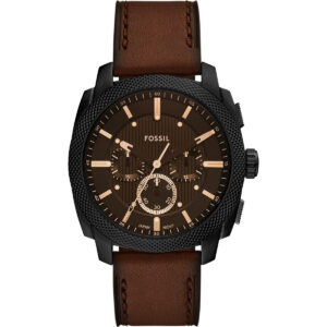 Fossil Machine Chronograph Leather Strap Brown Dial Quartz FS6101 Men's Watch