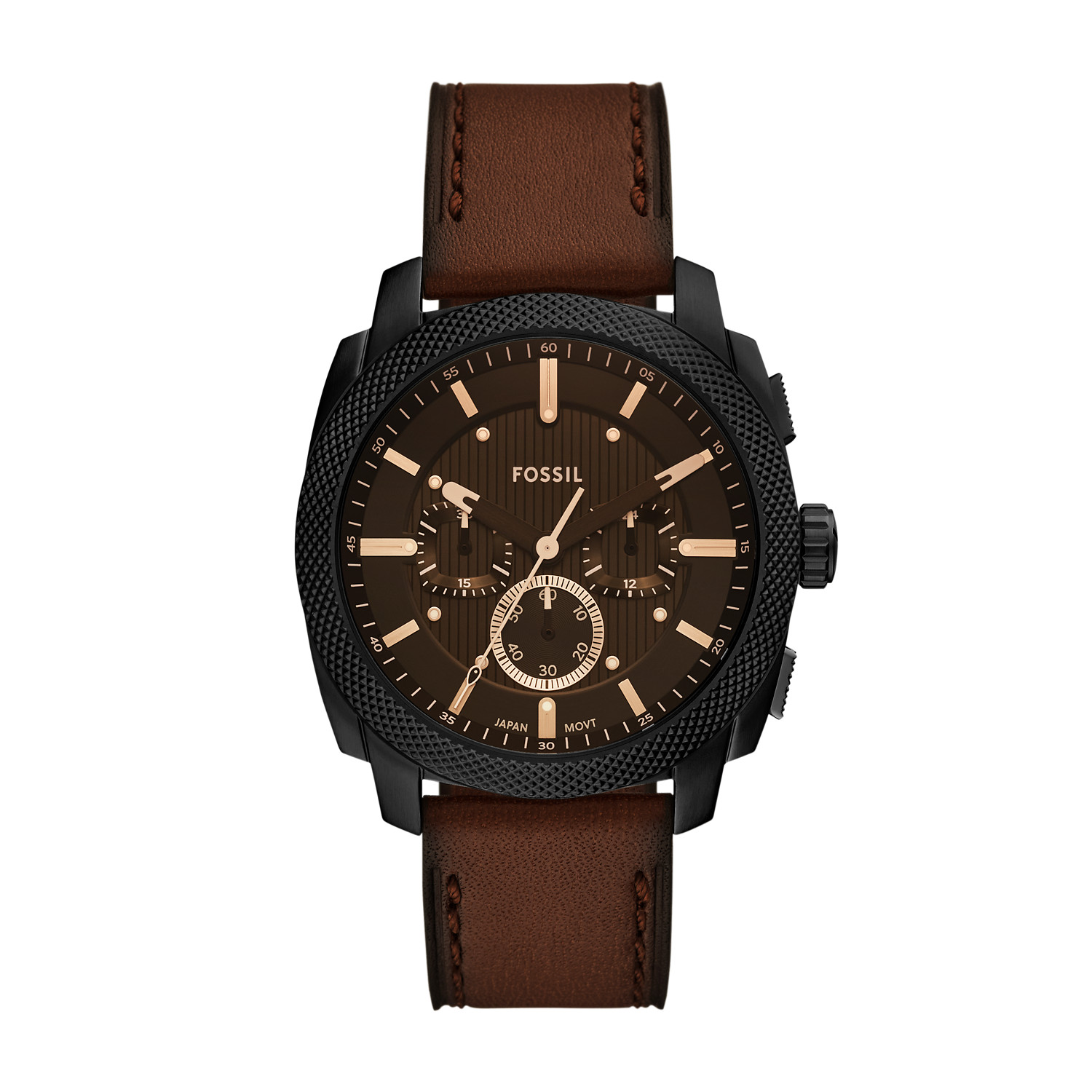 Fossil Machine Chronograph Leather Strap Brown Dial Quartz FS6101 Men's Watch