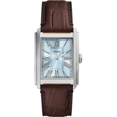 Fossil Carraway Leather Strap Blue Sunray Dial Quartz FS6110 Men's Watch