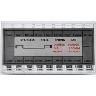 360 Anse Acciaio In 18 Misure (largh. Da 8mm A 255mm. Diam. 1.5mm. 20pz Cad.) 360 Stain Less Spring Bars In 18 Sizes (width From 8mm To 25mm. Diam. 1.5mm. 20pcs Per Size) (GJ003) Unisex WATCHES