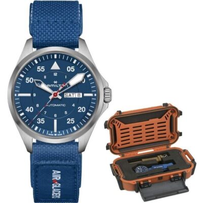 Hamilton Khaki Aviation Pilot Air-Glaciers Edition Textile Strap Blue Dial Automatic H64655941 100M Men's Watch