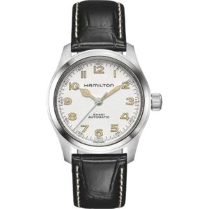 Hamilton Khaki Field Murph Leather Strap White Dial Automatic H70405710 100M Men's Watch