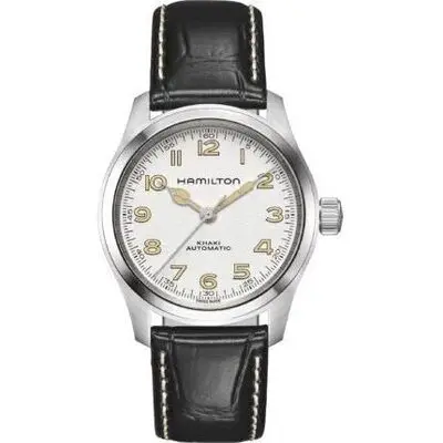 Hamilton Khaki Field Murph Leather Strap White Dial Automatic H70405710 100M Men's Watch