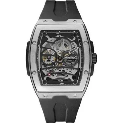 Ingersoll The Challenger Rubber Strap Black Skeleton Dial Automatic I12301 Men's Watch