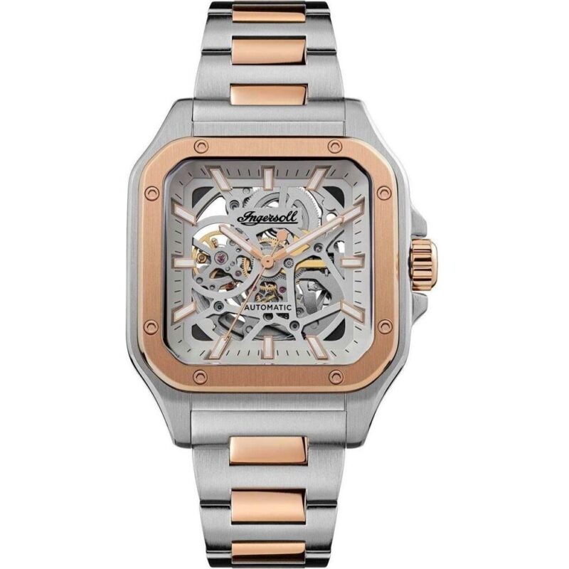 Ingersoll The Ollie Two Tone Stainless Steel Grey Skeleton Dial Automatic I14502 Men's Watch
