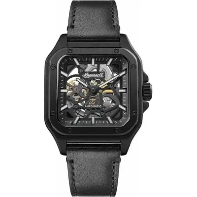 Ingersoll The Ollie Leather Strap Black Skeleton Dial Automatic I14504 Men's Watch