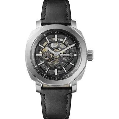 Ingersoll The Outrider Leather Strap Black Skeleton Dial Automatic I16401 Men's Watch