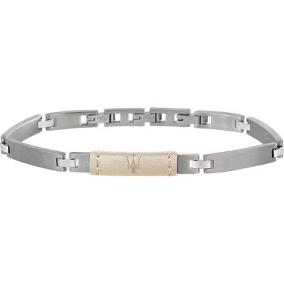 Maserati J Steel And White Leather JM218AMD03 Men's Bracelet