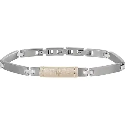 Maserati J Steel And White Leather JM218AMD03 Men's Bracelet