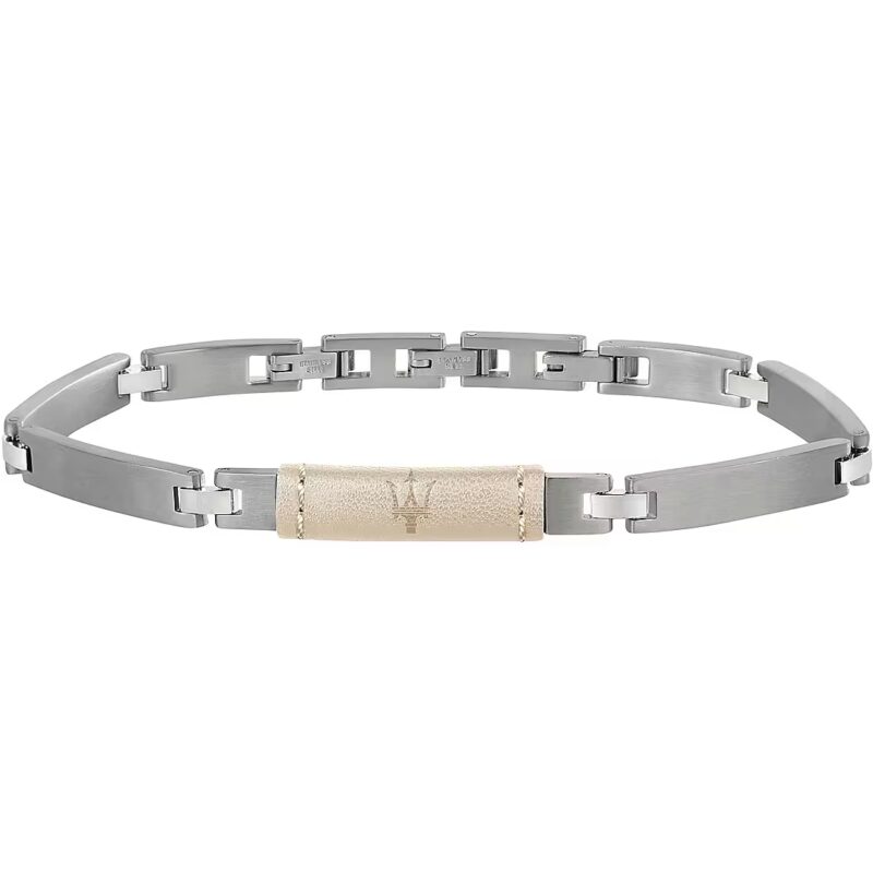 Maserati J Steel And White Leather JM218AMD03 Men's Bracelet