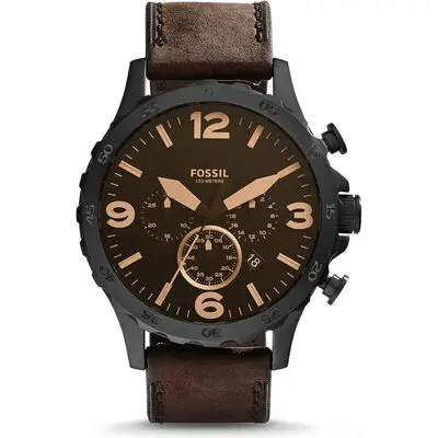 Fossil Nate Chronograph Brown Leather Men's Watch (JR1487)